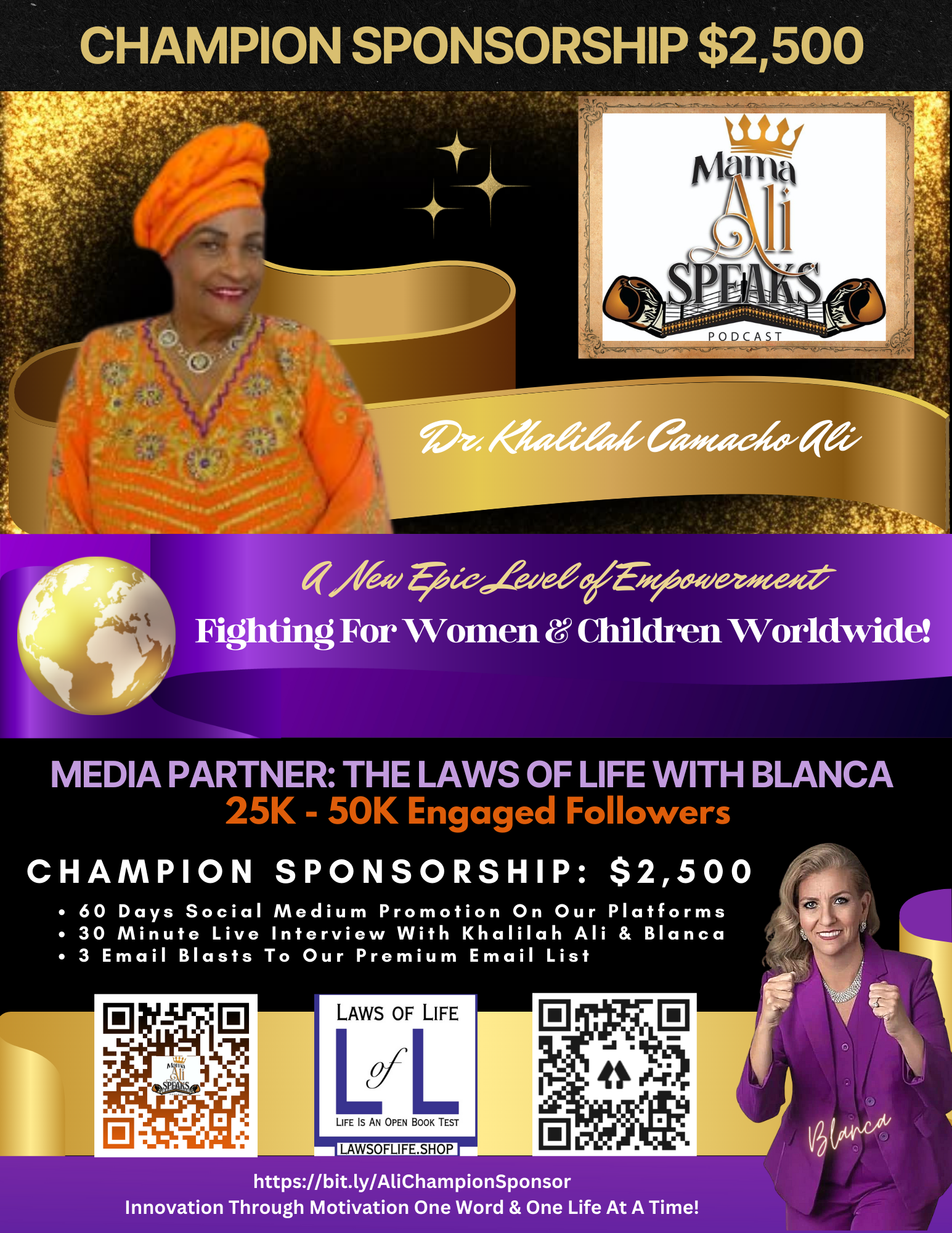 Khalilah Ali's Champion Sponsorship  ($2500)